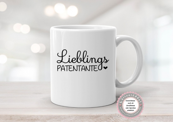 Emaillebecher Keramikbecher Lieblings Patentanteb personalisiert mit Name Geburstag Geburt Taufe Einschulung Geburtstag von Lüttentüddel®